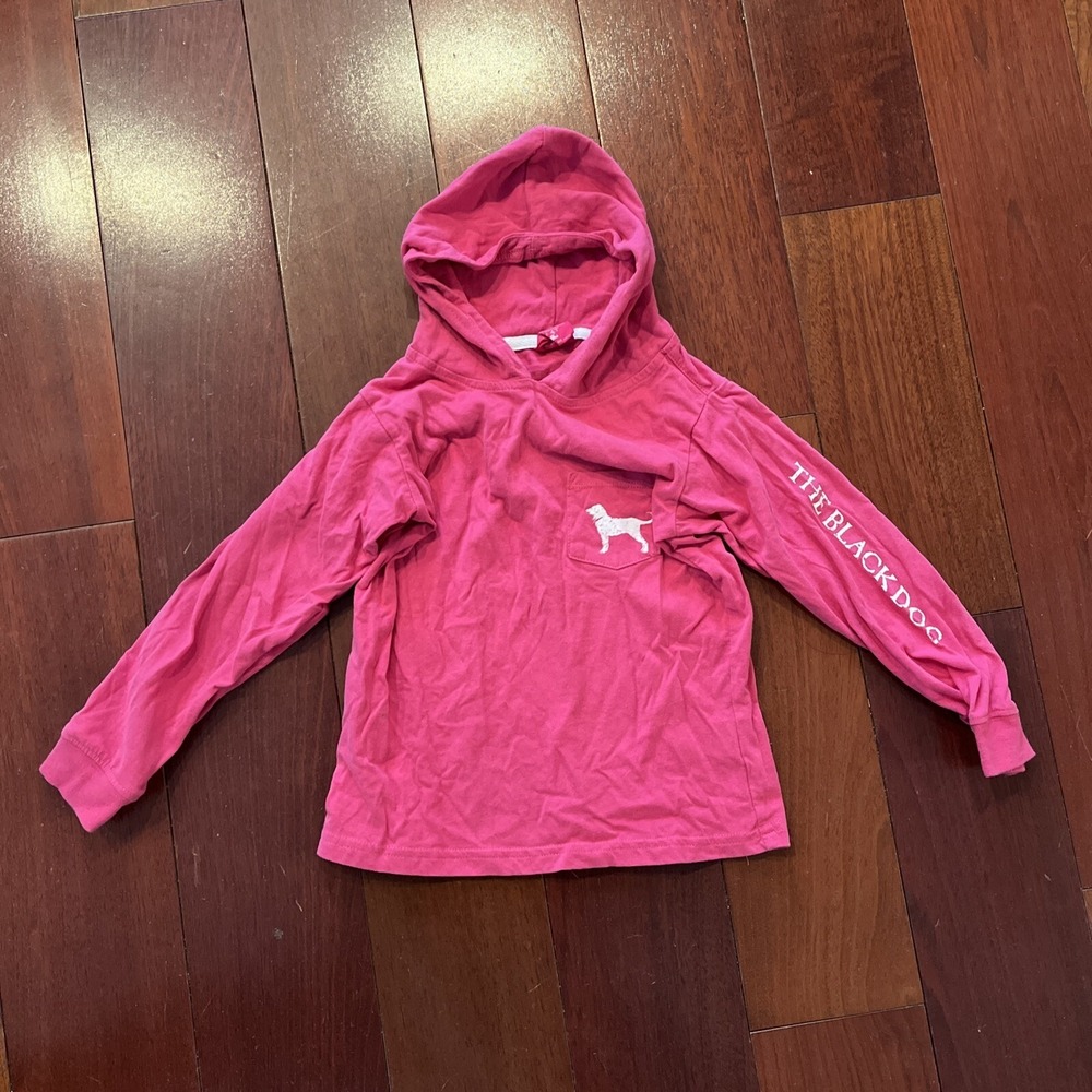 The Black Dog Hooded Shirt Girls 4T Long Sleeve Pocket T-shirt Hood Graphic Pink